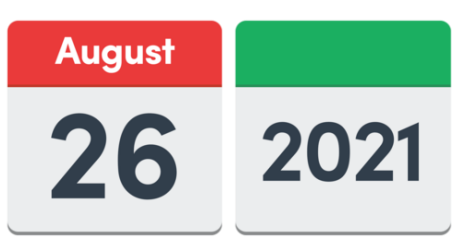 August 26 2021 Calendar Icons