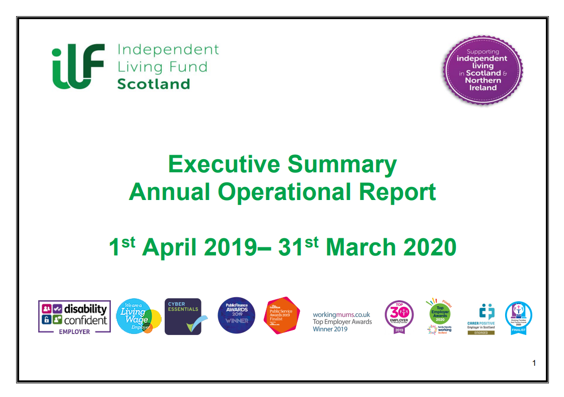 ILF Scotland Annual Executive Summary and Operational Report 2019-20 cover image