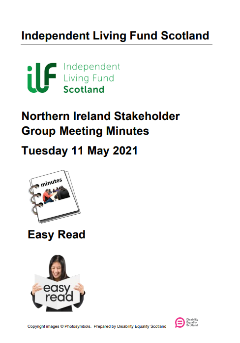 Front cover of the Northern Ireland Group Meeting Minutes in Easy Read.