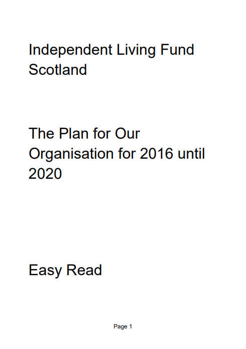 Front cover of the ILF Strategic Plan for 2016 to 202 in Easy Read