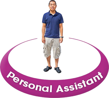 Man with 'Personal Assistant' written below him
