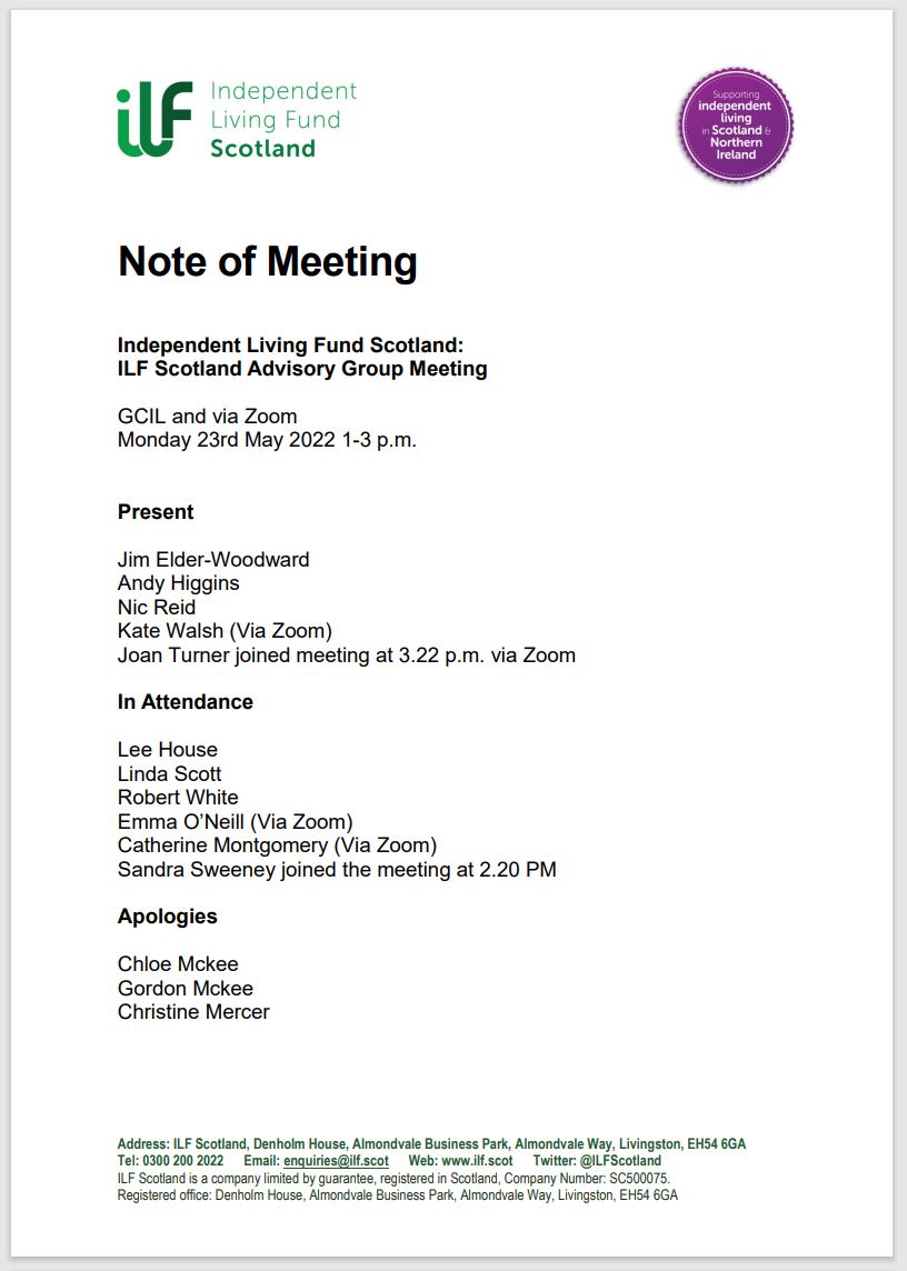 Note of meeting p1 text