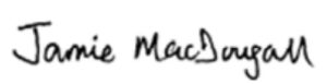 Handwritten signature for Jamie MacDougall