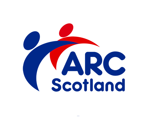 ARC Scotland Logo with 2 people - red and blue