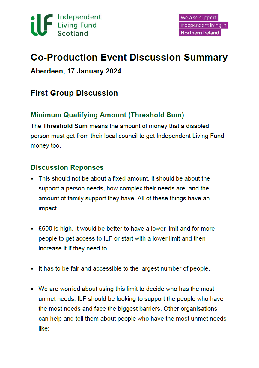 Co-Production Event Discussion Summary - Aberdeen - Front Cover