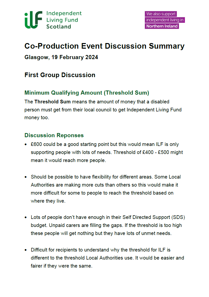 Co-Production Event Discussion Summary - Glasgow - Front Cover