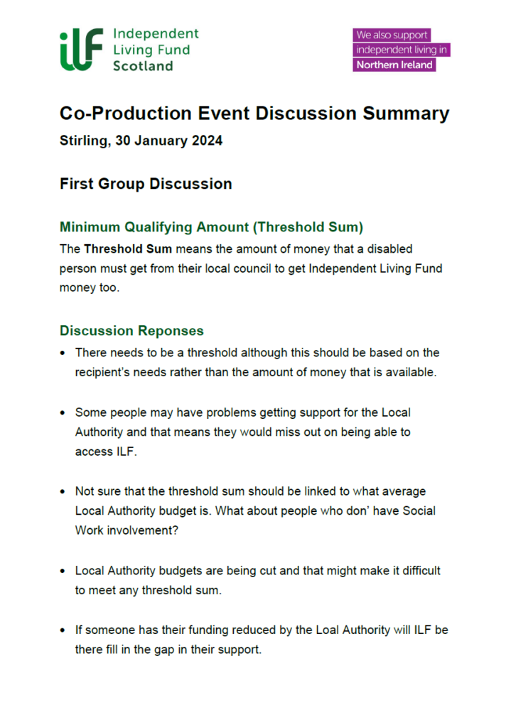Co-Production Event Discussion Summary - Stirling - Front Cover