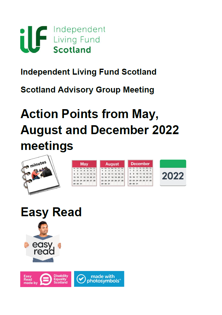 Front cover of the 2022 Action Points Scottish Advisory Group 2022