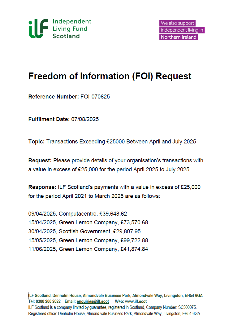 Front page of the FOI 070825