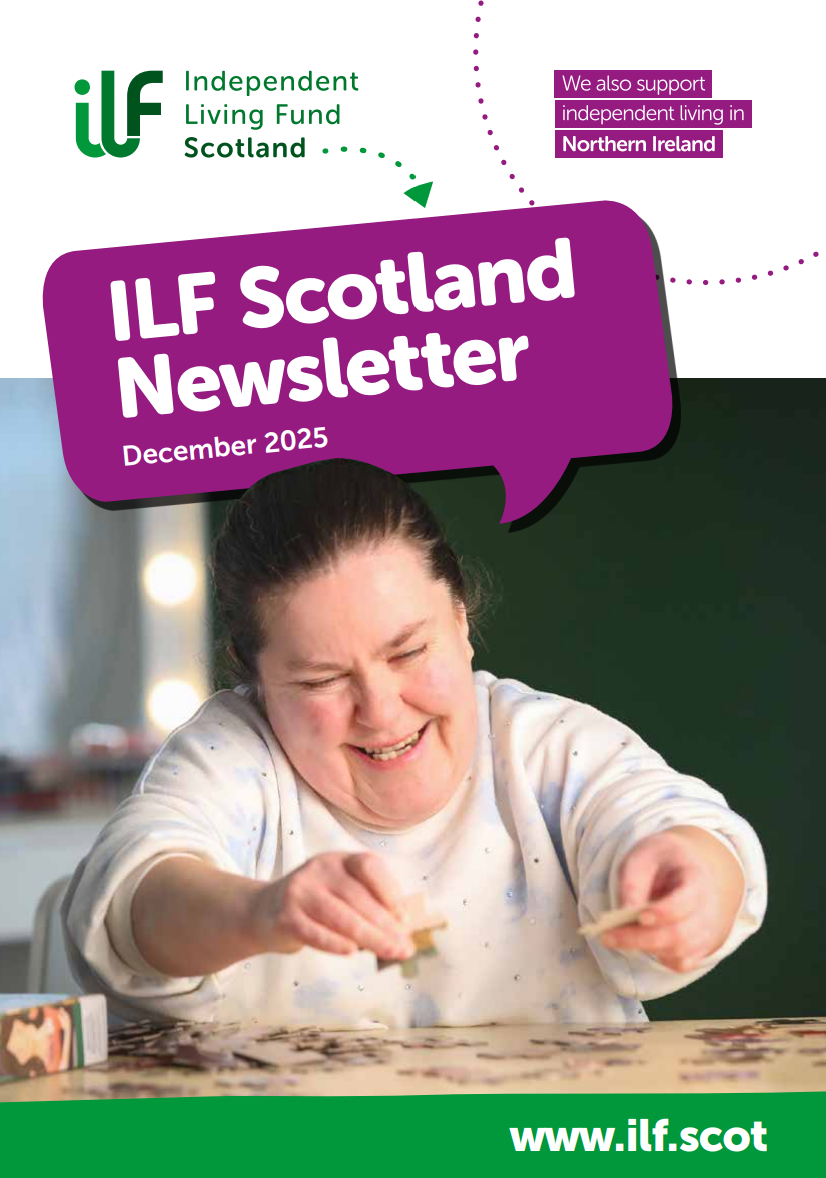 Front cover of the December External Newsletter featuring a lady smiling as she plays a jigsaw puzzle.