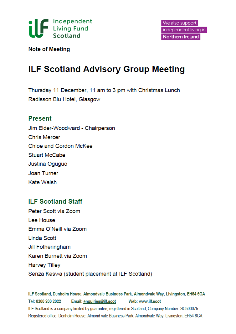 First page of the Scotland Advisory Group Minutes from 11 December 2025.