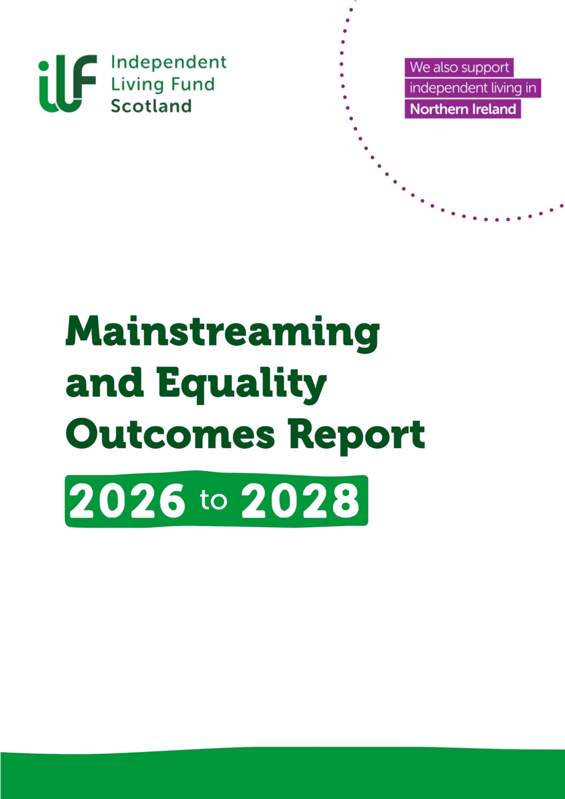 Front page of the Mainstreaming and Equality Outcomes Report 2026 to 2028