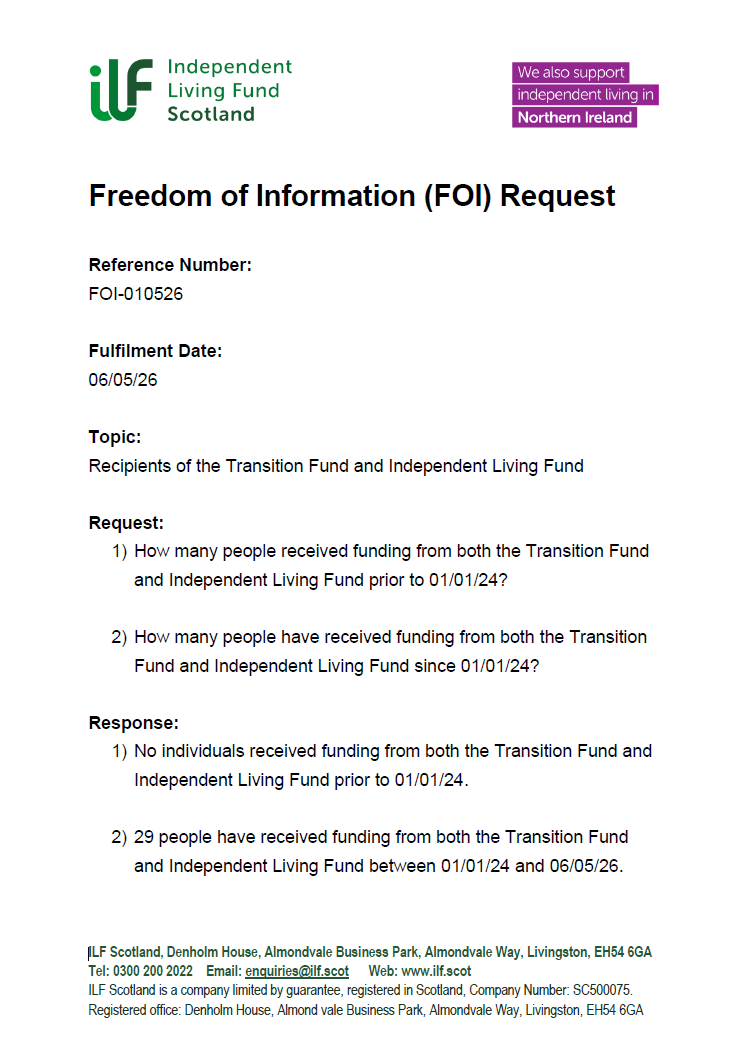 Front page of FOI-010526 - Number of Recipients