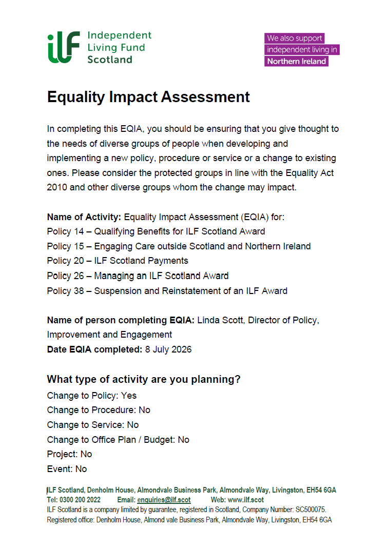 Front page of EQIA - Qualifying Benefits - July 2026 - v01.0 - 20260715