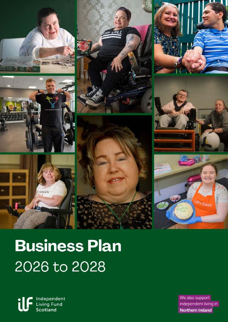 Front page of Business Plan 2026 to 2028 - v01.0 featuring a montage of our recipients.