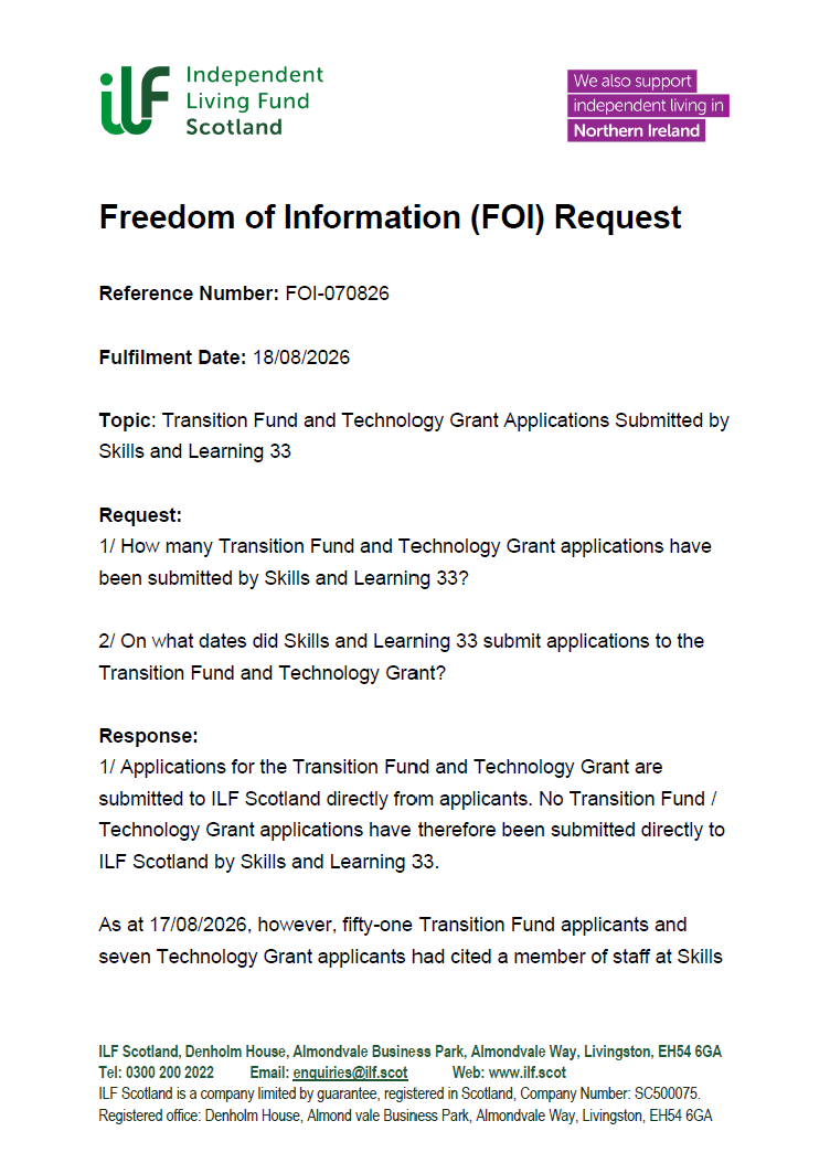 Front page of FOI-070826 - TF Applications by Skills and Learning 33