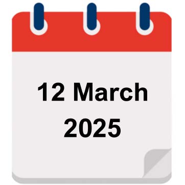 12 March 2025 Calendar Icon
