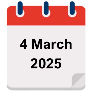 Calendar icon stating 4 March 2025