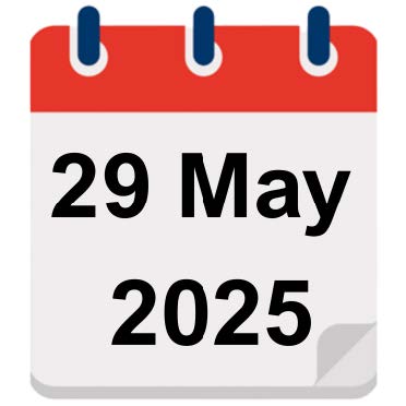 Calendar icon with 29 May 2025 on it