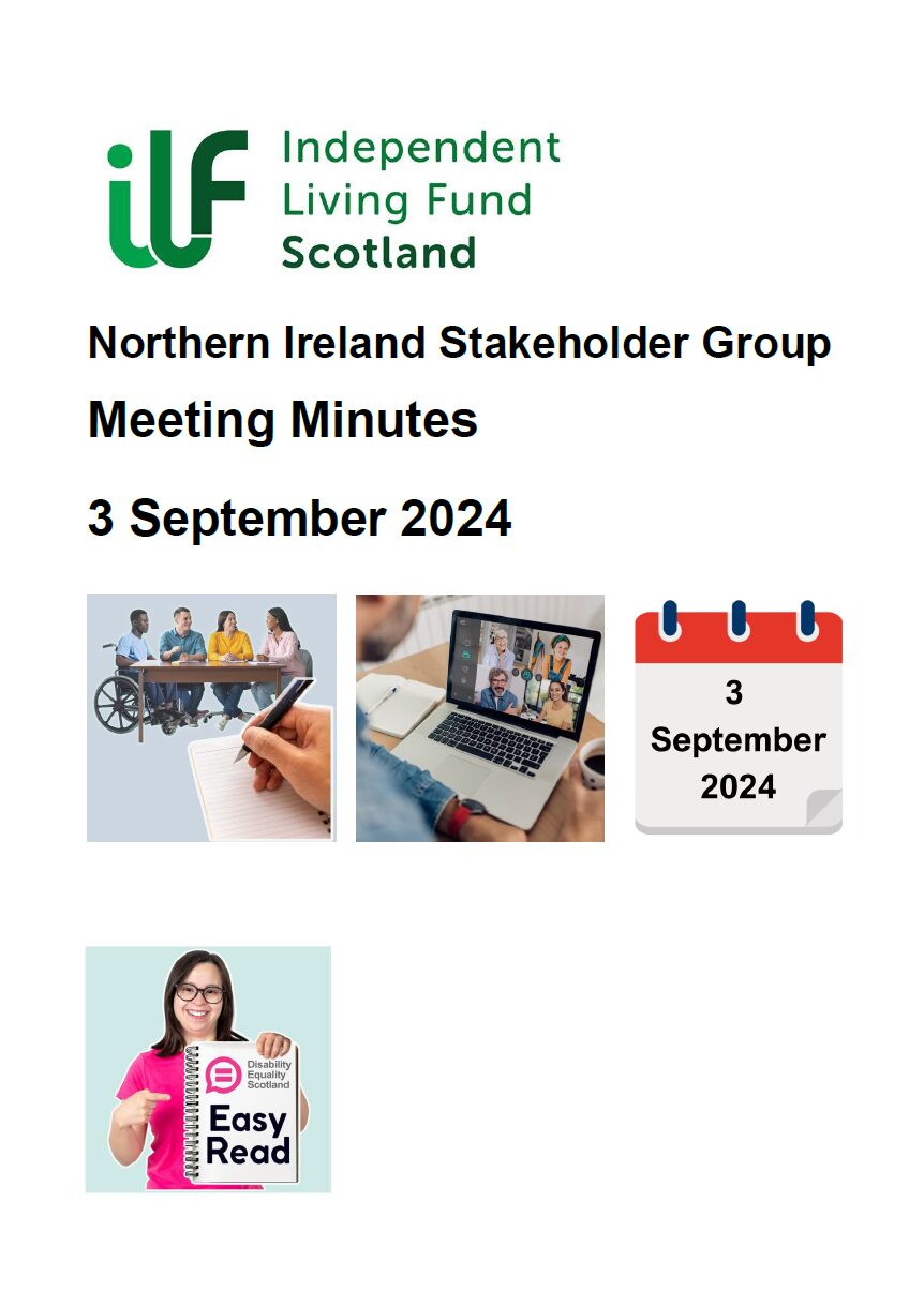 Front page of the NI Advisory Group Meeting Minutes Easy Read September 2024