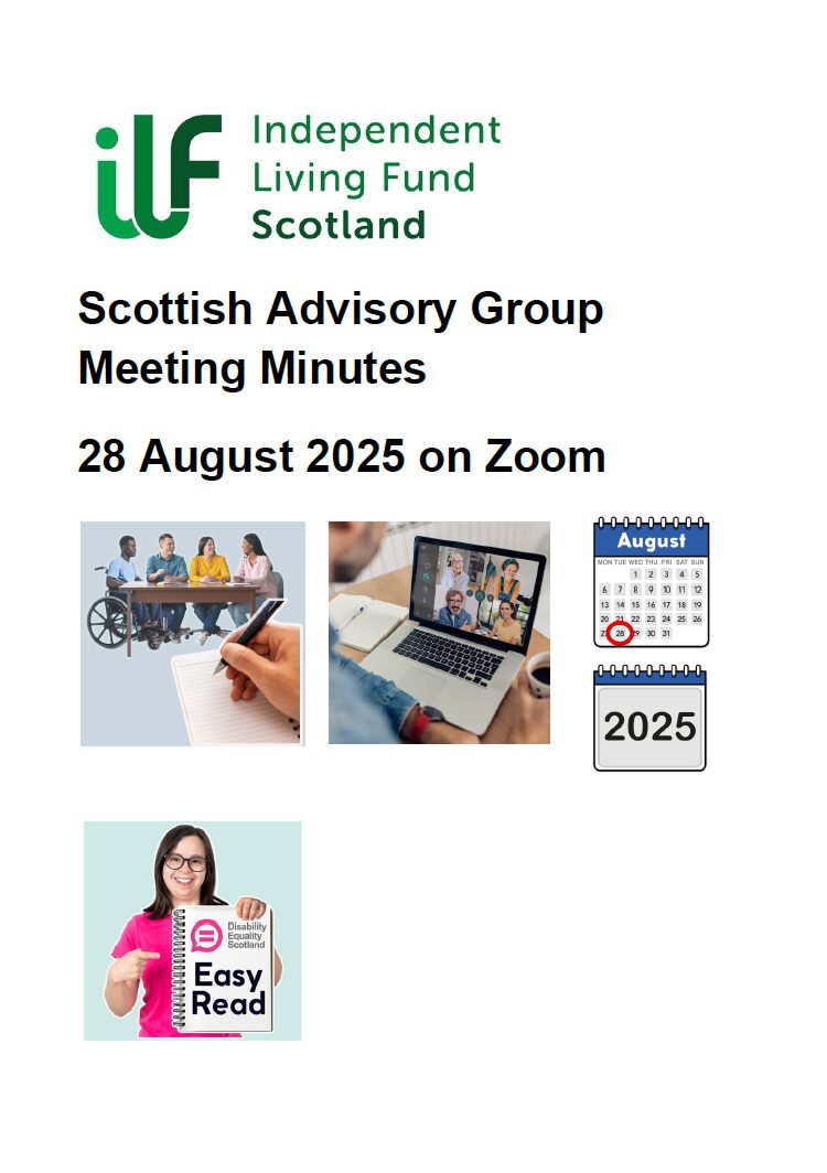 Front page of the Scottish Advisory Group Minutes ER August 2025