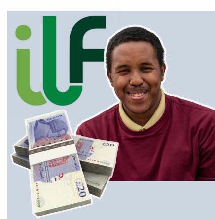 Man in a maroon jumper with cash money in front of him. The ILF logo sits top left.