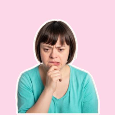 Woman in green looking stressed confused and anxious.