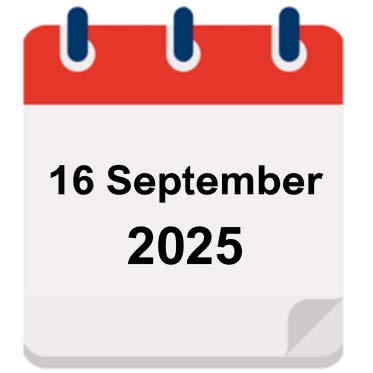 Calendar Icon saying 16 September 2025.