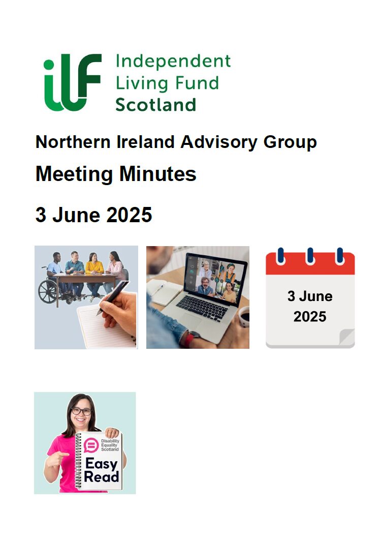 Front page of NI Advisory Group Meeting Minutes June 2025 Easy Read