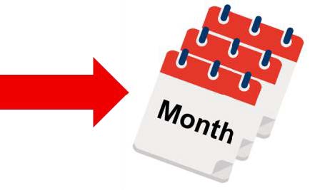 Red arrow pointing to calendar months icons.
